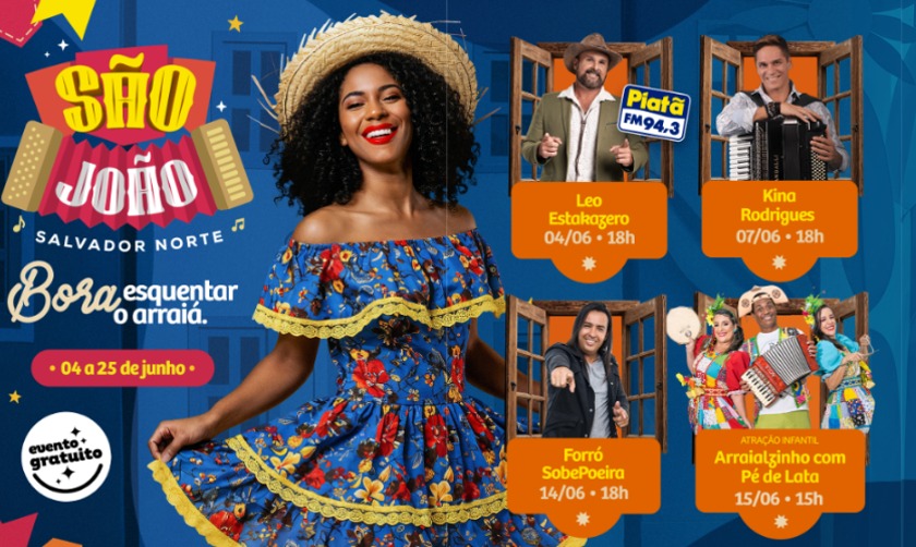 Programação gratuita de São João agita o Salvador Norte Shopping