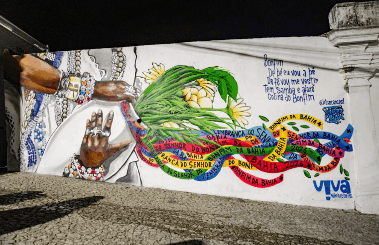 Lavagem do Bonfim: baianas são homenageadas em mural de grafite na Colina Sagrada, em Salvador